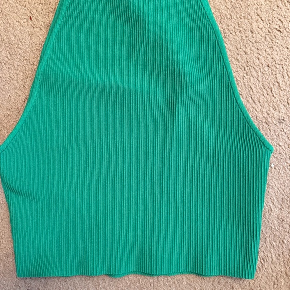 Kelly Green Sculpt Knit Mockneck Halter Top - Picture 6 of 6